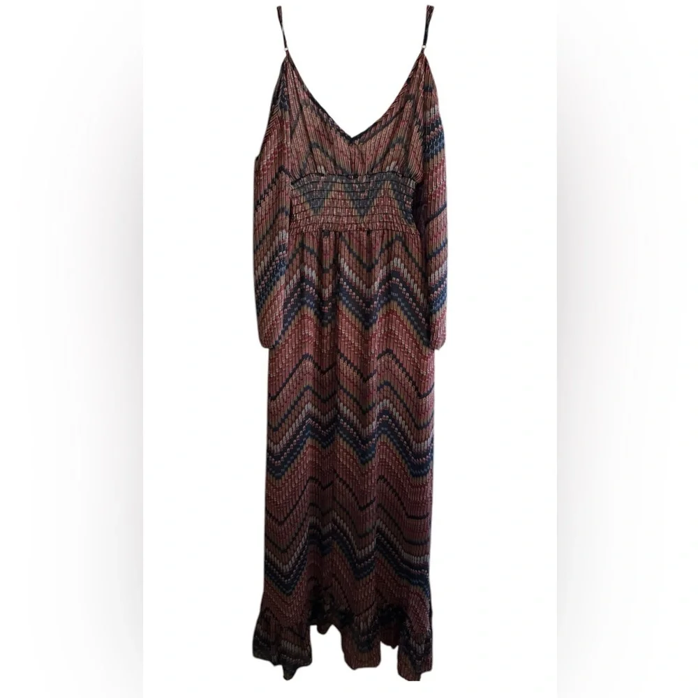 MISA Los Angeles Elegant Chevron Maxi Dress
